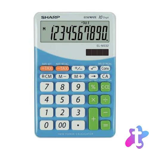 Számológép, asztali, 10 számjegy, SHARP "EL-M332", kék