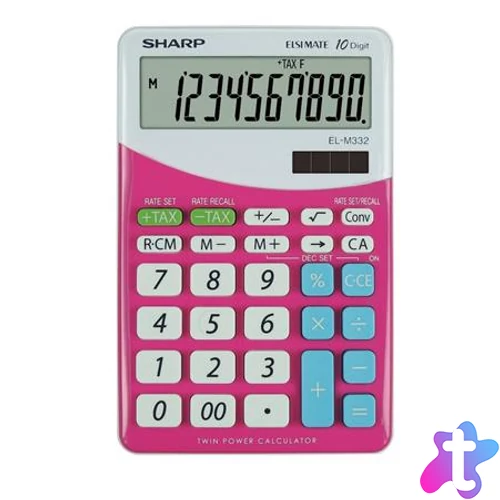 Számológép, asztali, 10 számjegy, SHARP "EL-M332", pink