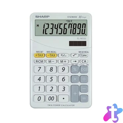 Számológép, asztali, 10 számjegy, SHARP "EL-M332", fehér