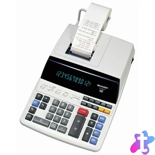 Számológép, szalagos, 12 számjegy, 2 színű nyomtató, SHARP "EL-2607LG"