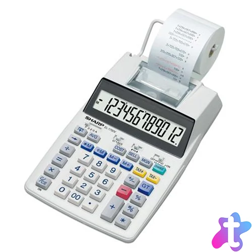 Számológép, szalagos, 12 számjegy, 2 színű nyomtató, SHARP "EL-1750V"
