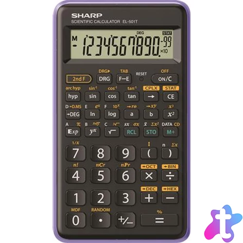 Számológép, tudományos, 146 funkció, SHARP "EL-501TBVL", fekete-lila