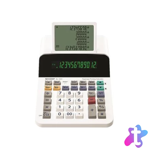 Számológép, segédkijelzős asztali, 12 számjegy, SHARP "EL-1501"