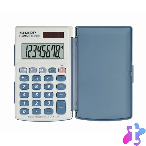 Zsebszámológép, 8 számjegy, fedeles, SHARP "EL-243S"