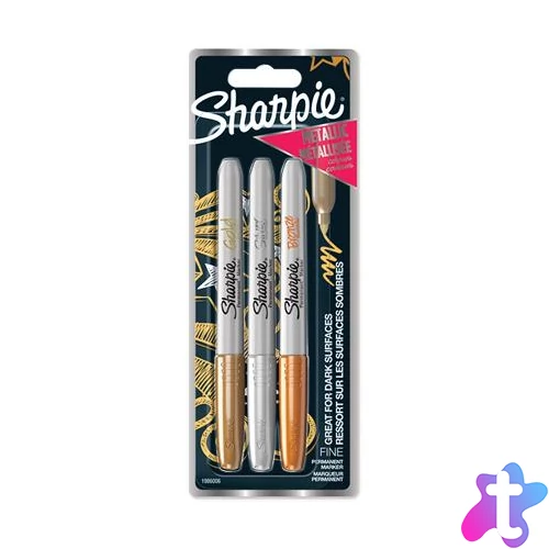 Alkoholos marker készlet, 1,4 mm, kúpos, SHARPIE "Metallic", 3 különböző szín