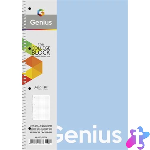 Spirálfüzet, A4, kockás, 80 lap, PP borító, SHKOLYARYK "Genius Pastel", vegyes