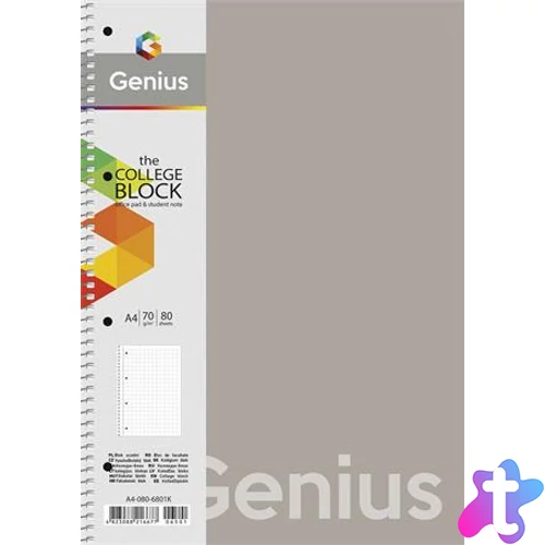 Spirálfüzet, A4, vonalas, 80 lap, PP borító, SHKOLYARYK "Genius", vegyes
