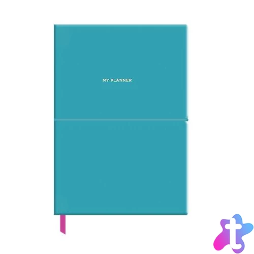 Naptár, A5, heti, dátumozatlan, műbőr borító, SHKOLYARYK "Genius", azúr kék