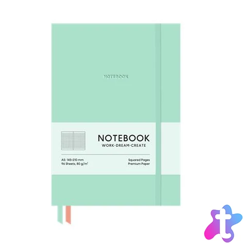 Jegyzetfüzet, A5, kockás, 96 lap, puhafedeles, SHKOLYARYK "Genius", Türkiz