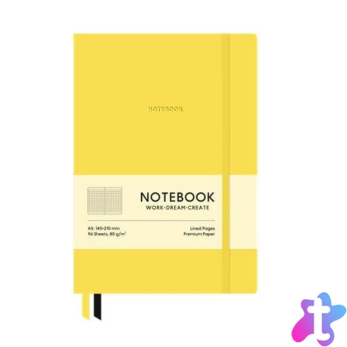 Jegyzetfüzet, A5, kockás, 96 lap, puhafedeles, SHKOLYARYK "Genius", Citrom