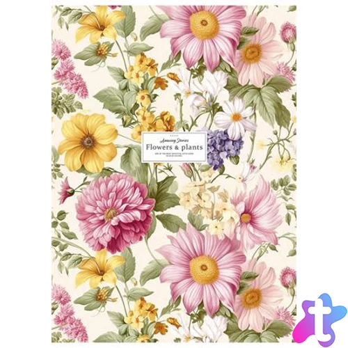 Füzet, tűzött, A4, vonalas, 80 lap, SHKOLYARYK "Flowers and plants", vegyes