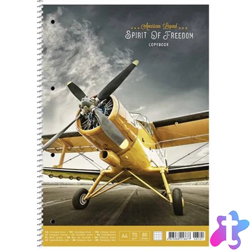 Spirálfüzet, A4+, kockás, 80 lap, SHKOLYARYK "Spirit of Freedom", vegyes