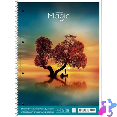 Spirálfüzet, A4+, kockás, 80 lap, SHKOLYARYK "Colourful magic", vegyes