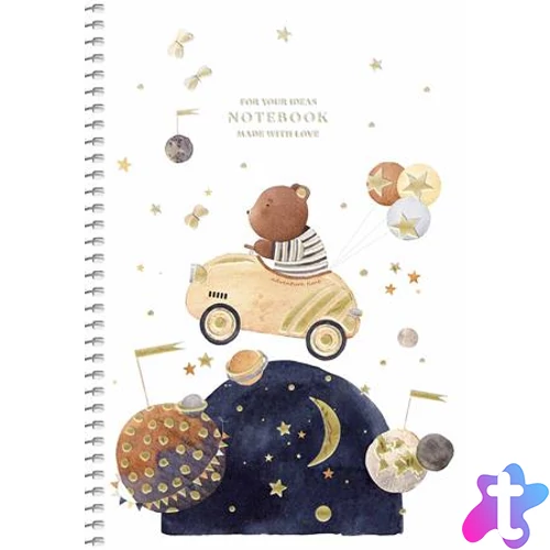 Spirálfüzet, A5, kockás, 80 lap, SHKOLYARYK, "Made with love", vegyes