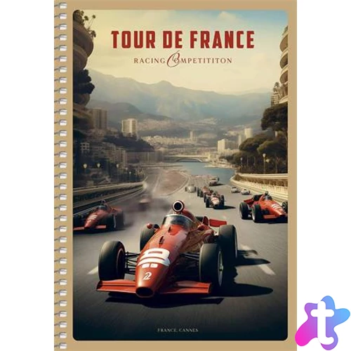 Spirálfüzet, A5, sima, 96 lap, SHKOLYARYK "Racing Competition", vegyes