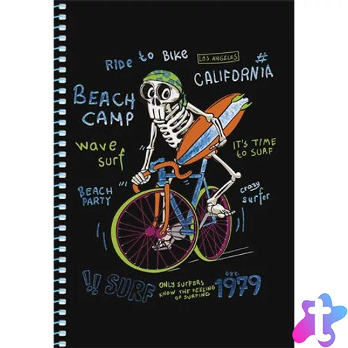 Spirálfüzet, A5, kockás, 80 lap, SHKOLYARYK " Skate board", vegyes