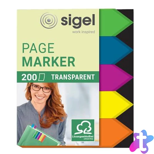 Jelölőcímke, műanyag, 5x40 lap, 12x45 mm, SIGEL "Nyilak", vegyes szín