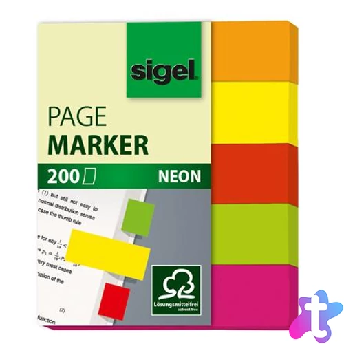 Jelölőcímke, papír, 5x40 lap, 12x50 mm, SIGEL "Neon Mini", vegyes szín