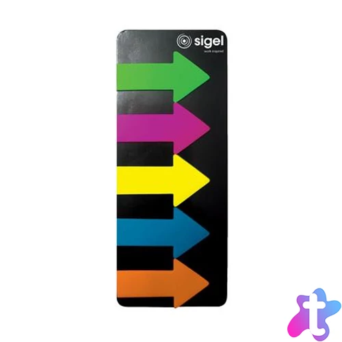 Jelölőcímke, műanyag, 5x25 lap, 25x45 mm, SIGEL "Nyilak", vegyes szín