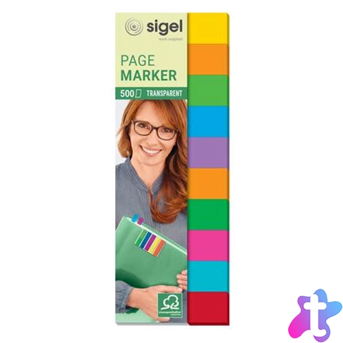 Jelölőcímke, műanyag, 10x50 lap, 44x12,5 mm, SIGEL, vegyes színek