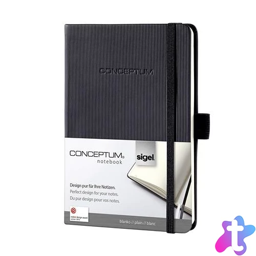 Jegyzetfüzet, exkluzív, A4, sima, 97 lap, keményfedeles, SIGEL "Conceptum", fekete