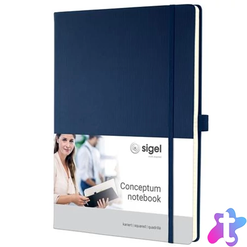 Jegyzetfüzet, exkluzív, A4, kockás, 97 lap, keményfedeles, SIGEL "Conceptum", éjkék