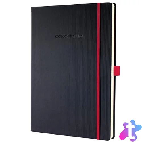 Jegyzetfüzet, exkluzív, A4, vonalas, 97 lap, keményfedeles, SIGEL "Conceptum Red Edition", fekete-piros