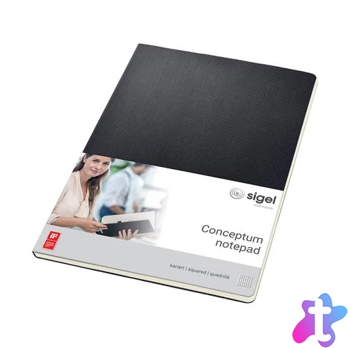 Füzet, exkluzív, A4, kockás, 60 lap, keményfedeles, SIGEL "Conceptum", fekete
