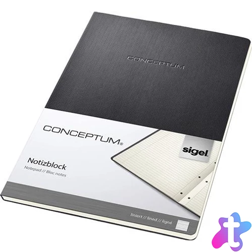 Füzet, exkluzív, A4, vonalas, 60 lap, keményfedeles, SIGEL "Conceptum", fekete
