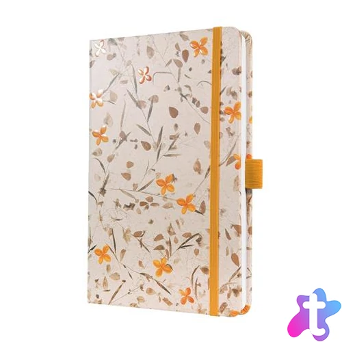Jegyzetfüzet, exkluzív, 135x203 mm, vonalas, 87 lap, keményfedeles, SIGEL "Jolie" Bloom Orange