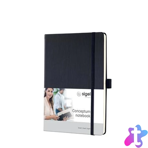 Jegyzetfüzet, exkluzív, A5, vonalas, 97 lap, keményfedeles, SIGEL "Conceptum", fekete