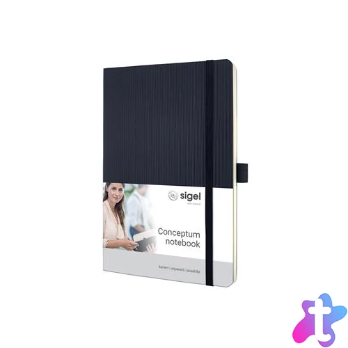 Jegyzetfüzet, exkluzív, A5, kockás, 97 lap, puhafedeles, SIGEL "Conceptum", fekete