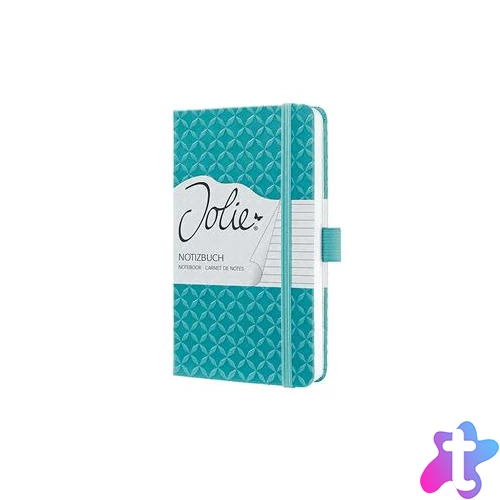 Jegyzetfüzet, exkluzív, 95x150 mm, vonalas, 87 lap, keményfedeles, SIGEL "Jolie", türkiz