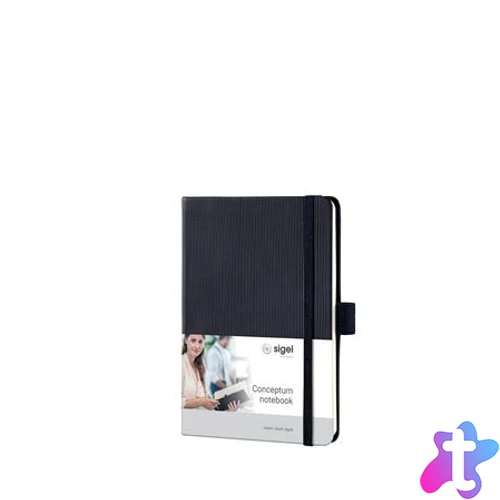 Jegyzetfüzet, exkluzív, A6, vonalas, 97 lap, keményfedeles, SIGEL "Conceptum", fekete
