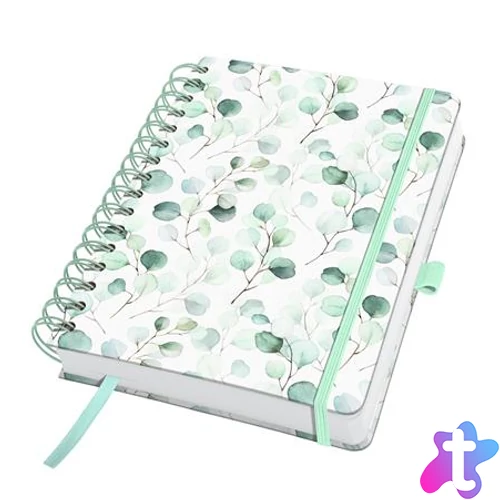 Spirálfüzet, 168x215 mm, sima, 120 lap, keményfedeles, SIGEL "Jolie Eucalyptus Day"