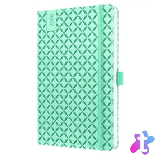 Naptár, A6, heti, 2026, kemény borító, SIGEL "Jolie", menta zöld
