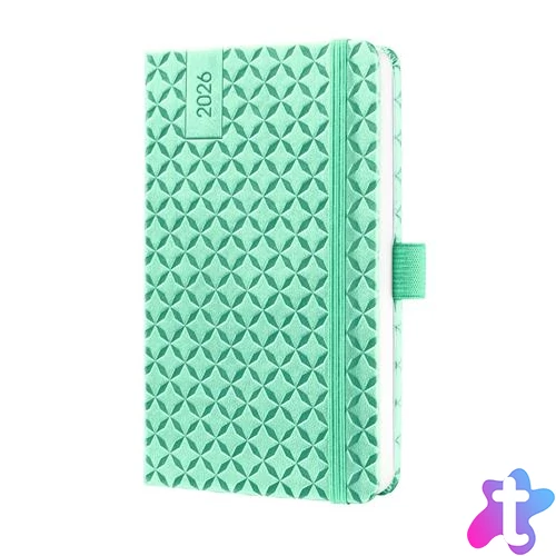 Naptár, A5, heti, 2026, kemény borító, SIGEL "Jolie", menta zöld