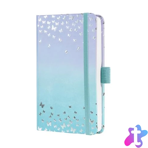 Naptár, A6, heti, 2026, kemény borító, SIGEL "Jolie", Butterfly Confetti Sky