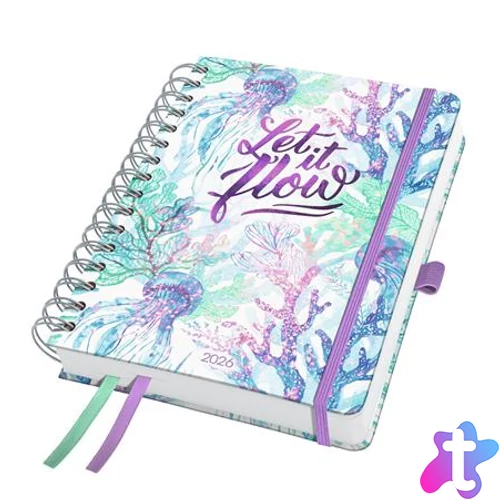 Naptár, spirál, A5, heti, 2026, kemény borító, SIGEL "Jolie", Let it flow