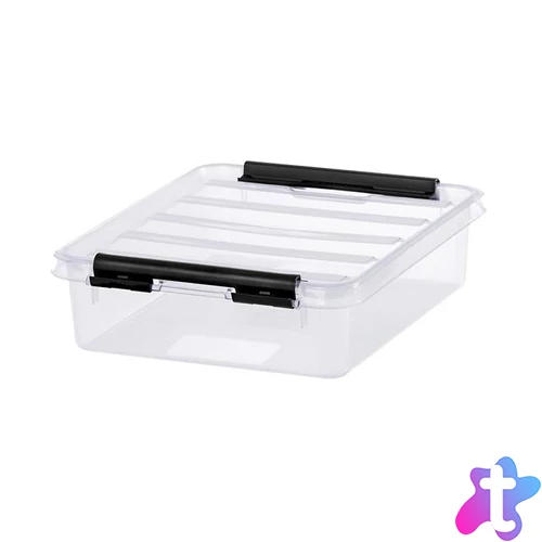 Műanyag tárolódoboz, 1 liter, fekete fogantyúkkal, SMARTSTORE "Classic 1", átlátszó