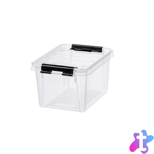 Műanyag tárolódoboz, 1,5 liter, fekete fogantyúkkal, SMARTSTORE "Classic 1,5", átlátszó