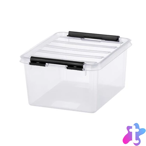 Műanyag tárolódoboz, 2 liter, fekete fogantyúkkal, SMARTSTORE "Classic 2", átlátszó