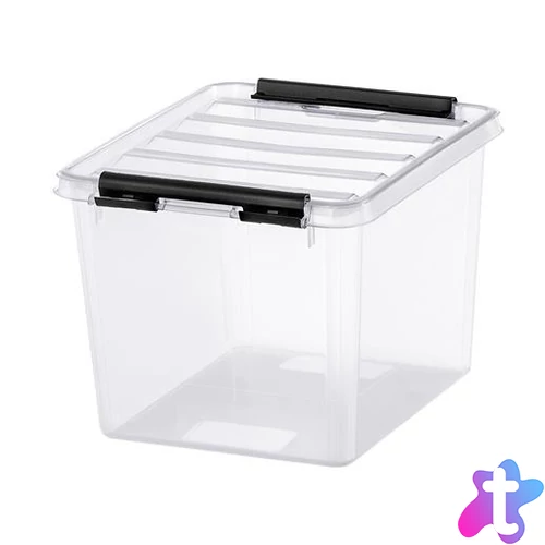 Műanyag tárolódoboz, 3 liter, fekete fogantyúkkal, SMARTSTORE "Classic 3", átlátszó