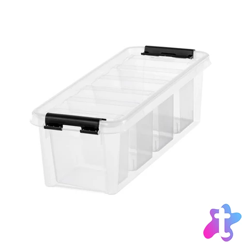 Műanyag tárolódoboz, fekete fogantyúkkal, 4 rekeszes, SMARTSTORE "Classic 4", átlátszó