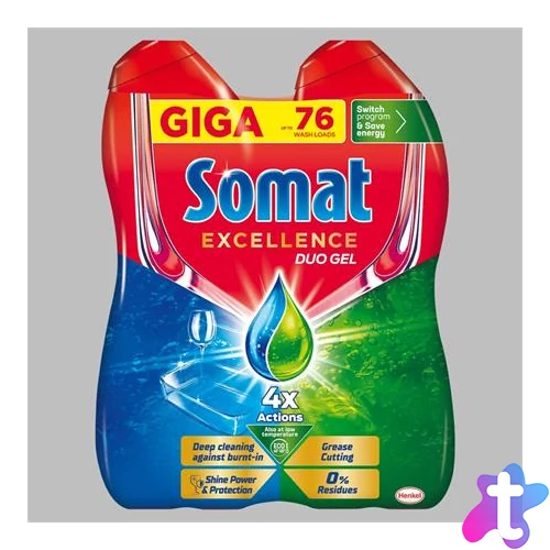 Mosogatógép mosogatógél, duo, 2x684 ml, SOMAT "Excellence Grease Cutting"
