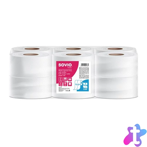 Toalettpapír, 2 rétegű, 124,8 m, 18 cm átmérő, SOVIO