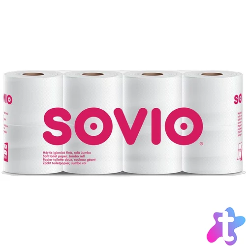 Toalettpapír, 3 rétegű, 250 lap, 27,5 m, 8 tekercs, SOVIO