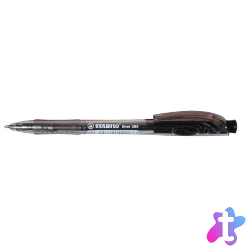 Golyóstoll, 0,38 mm, nyomógombos, STABILO "Liner 308", fekete