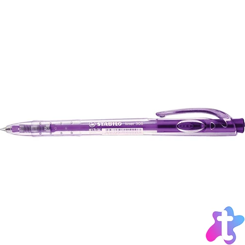 Golyóstoll, 0,38 mm, nyomógombos, STABILO "Liner 308", lila