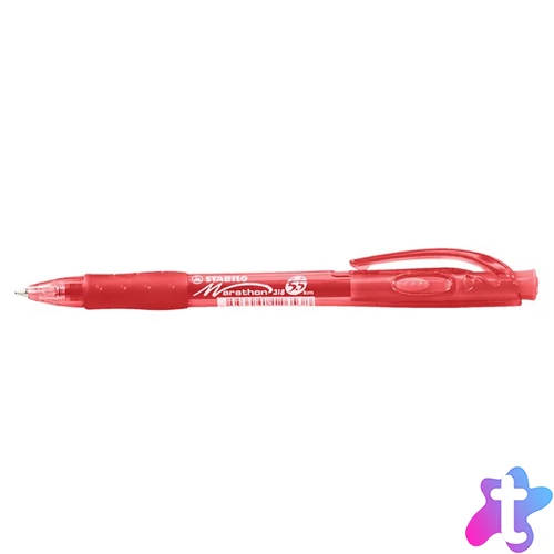 Golyóstoll, 0,38 mm, nyomógombos, STABILO "Marathon", piros
